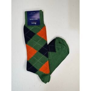 VTG Bass America Green Navy Orange Argyle Dress Socks Size 10-13 Cotton Blend